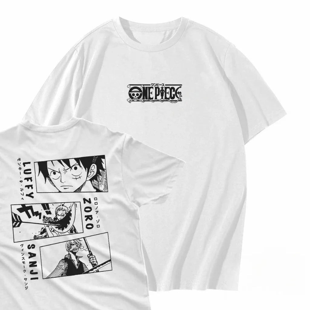 تي شيرت أنمي ياباني ONE PIECE صيفي كاجوال رياضي فضفاض كبير الحجم مريح من القطن بأكمام قصيرة للرجال والنساء
