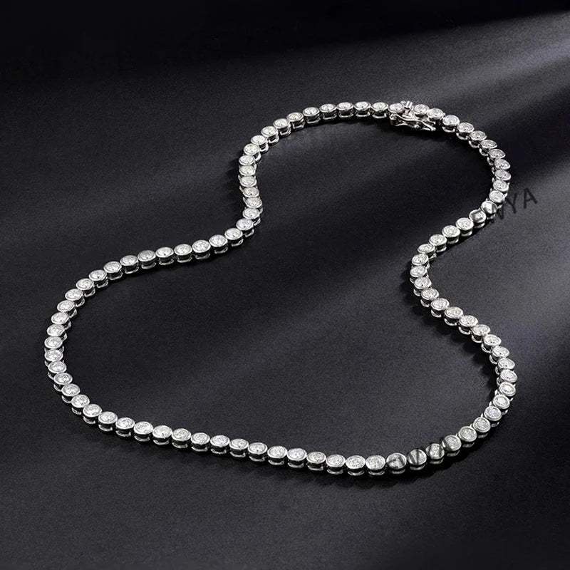 Luxury Bubble 2/3mm D Color Full Moissanite Tennis Necklace for Women S925 Silver Plated 18K Diamond Neck Chain Necklaces