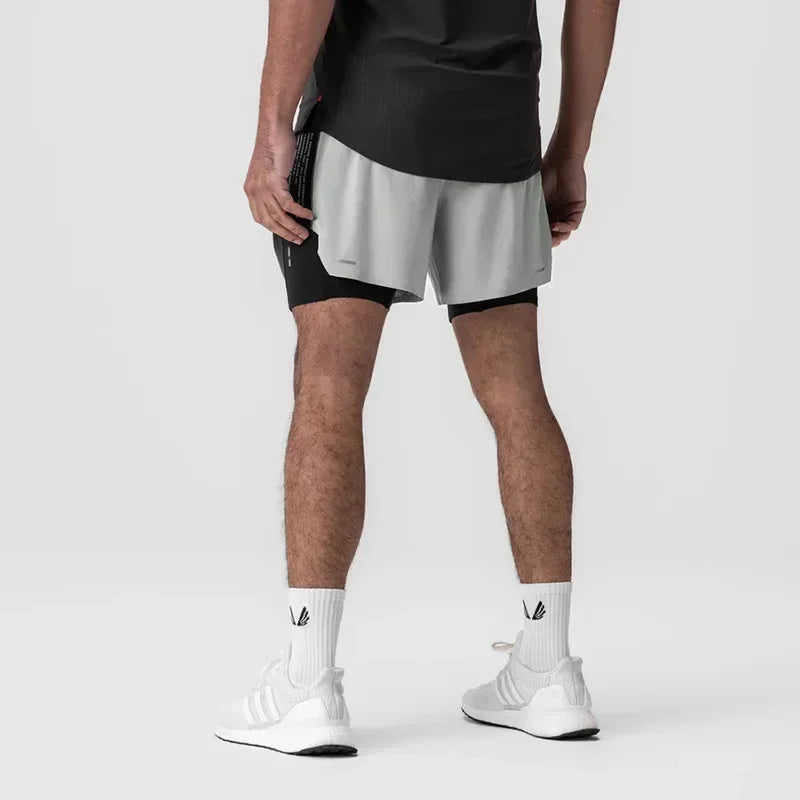 Men's Gym Shorts 2 in 1 Quick Dry Running Shorts Basketball Jogger Summer Fitness Workout Short Pants Bodybuilding Activewear