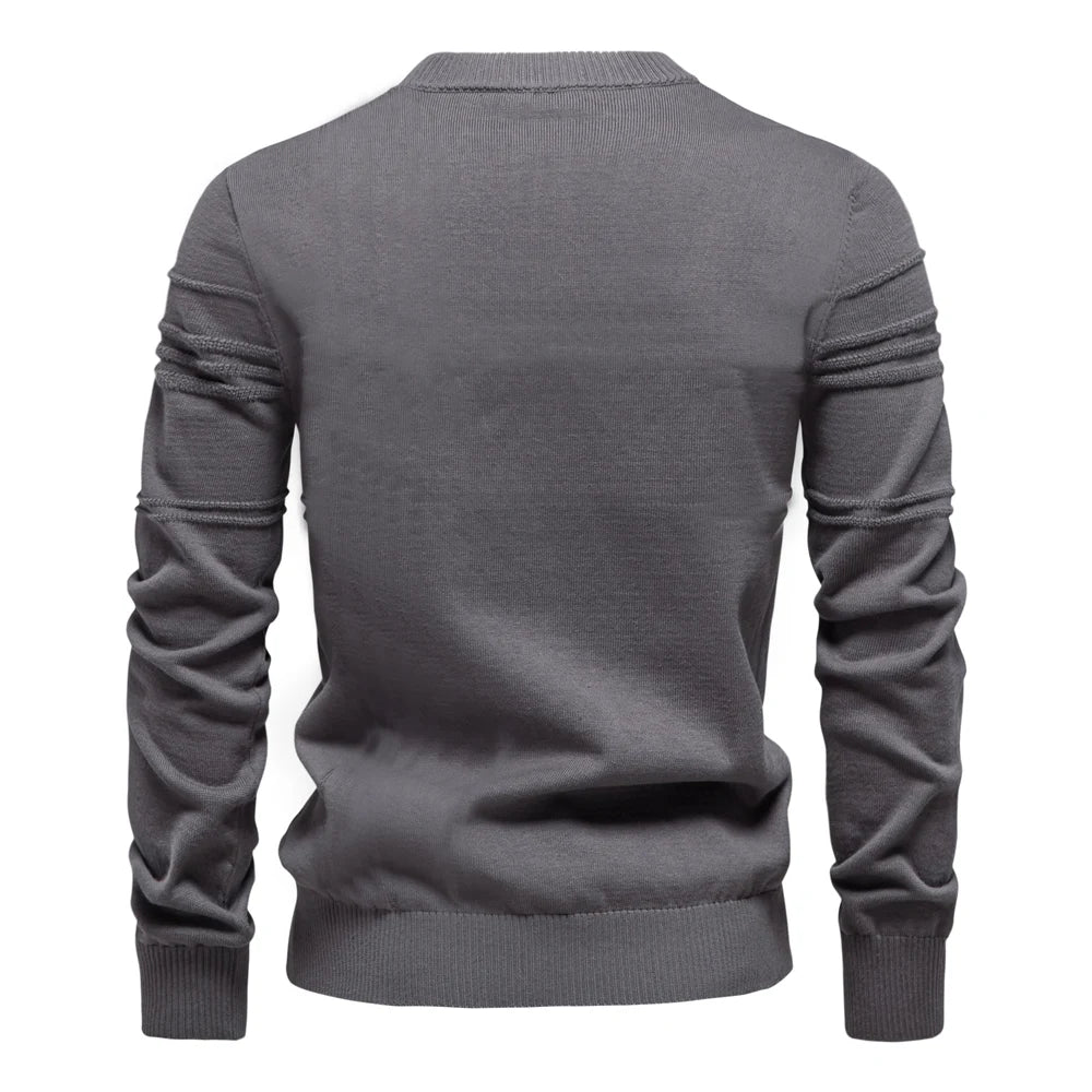 Mens Crewneck Pullover Sweater Knitted Cotton Stripped Quality Autumn Winter Warm Sweaters for Men