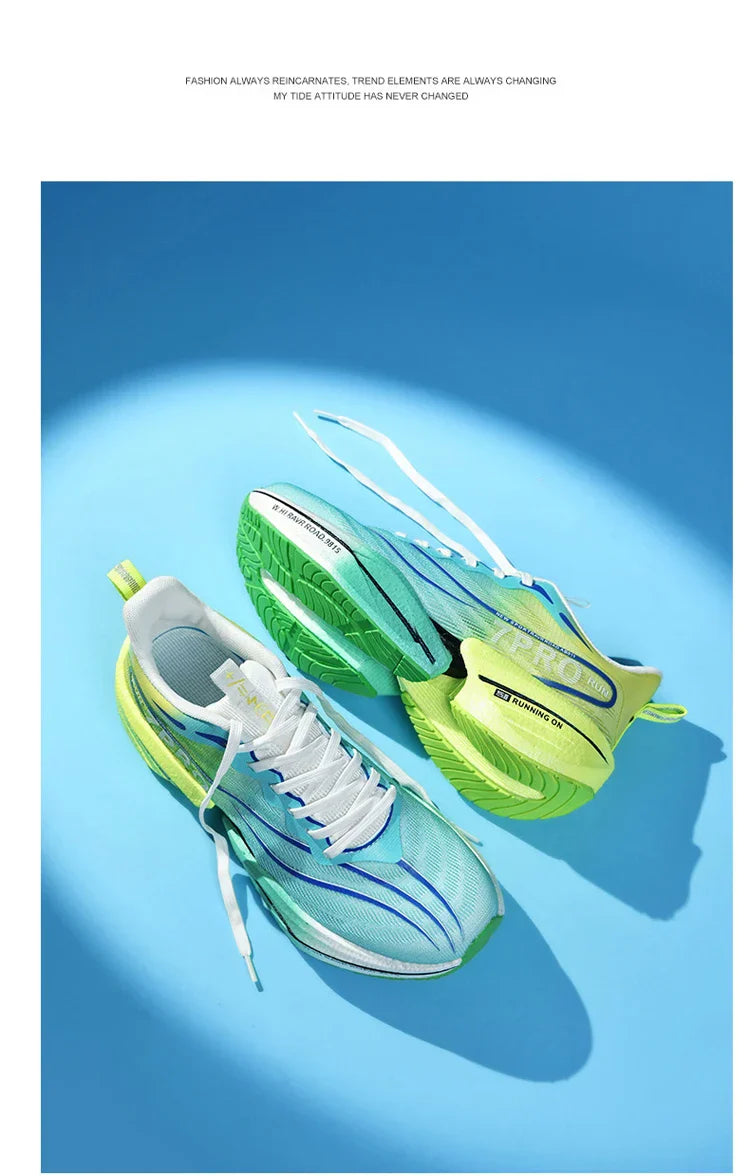 Men's Carbon Plate Sneakers Outdoor Soft Sole Mesh Sports Shoes Running Shoes Light Anti-Slip Casual Couple Tennis Shoes
