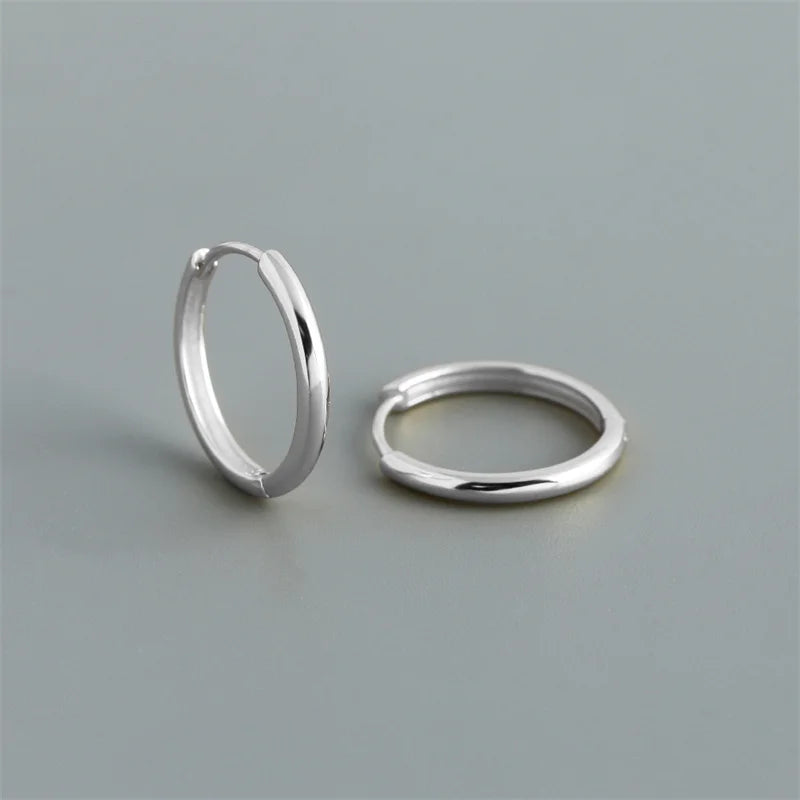 Real 925 Sterling Silver Minimalist Bohemian Round Ear Buckle for Women Punk Unisex Rock Hoop Earring Jewelry Accessories
