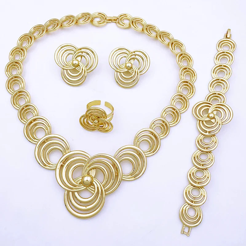 Elegant Women Necklaces Jewelry Sets Gold Color Jewelry On The Neck Wedding Party Accessories conjunto de joyeria para mujer