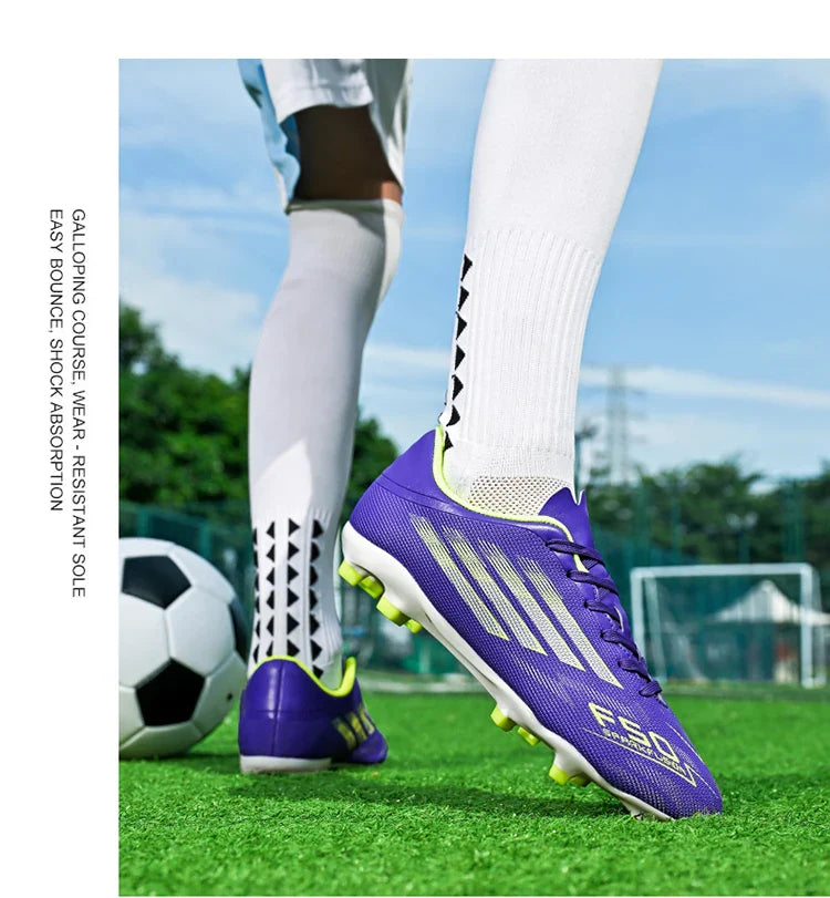 Men's High Top Soccer Shoes FG/TF Long Spikes Adult Football Boots Lightweight Professional Athletic Training