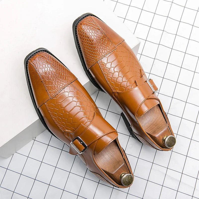 Leather Designer Brand Monks Snake Luxury Men Casual Office Business Man Loafers Mens Moccasins Driving Wedding Dress Male Shoes