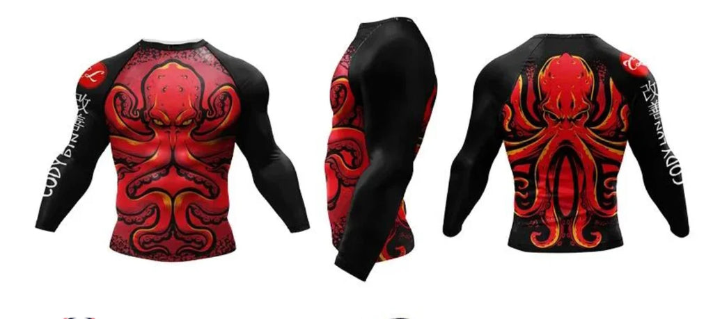 Men Grappling Wear Jiu Jitsu Gi Rashguard BJJ Boxing T-shirts UPF 50+ Male Athletic Running Blouses Compression Gym Tees