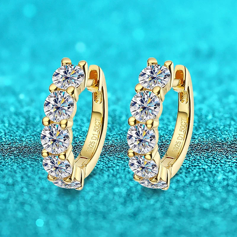 18k 3cttw Moissanite Hoop Earring for Women 4mm Stones D Color Sparkling Created Diamond Earring 100% 925 Sterling Silver