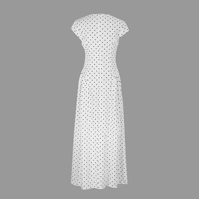 Women New Long Dresses Summer Elegant Upgraded Version Casual Polka Dots Party Dress Graceful Holiday Casual Slim Female Dresses