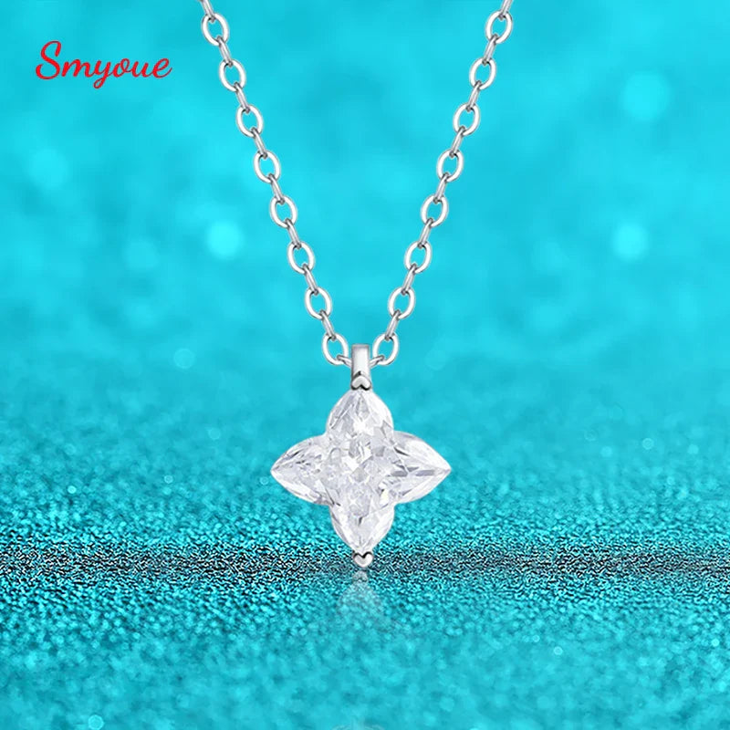 Certified 1CT 3CT Flower Cut Moissanite Necklace for Women Sparkling Lab Diamond Pendant Pure S925 Silver Chain Jewelry