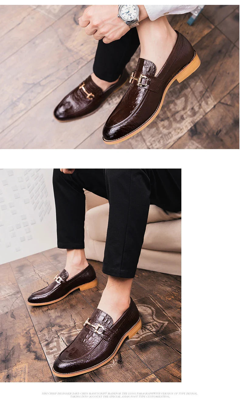 Trend Social Leather Shoes Men Wedding Party Office Leather Men's Dress Shoes  Classic Casual Business Shoes For Men Loafers