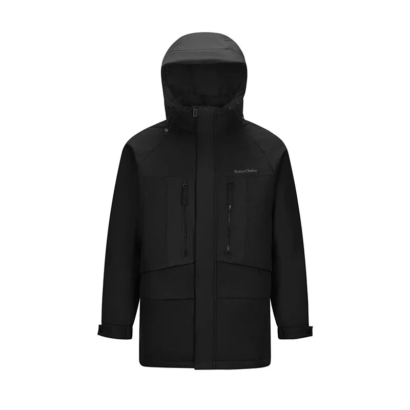 Mid-Length Down Jacket Men Color Block Hooded Sports Style Coat 2025 New Winter Trendy Look