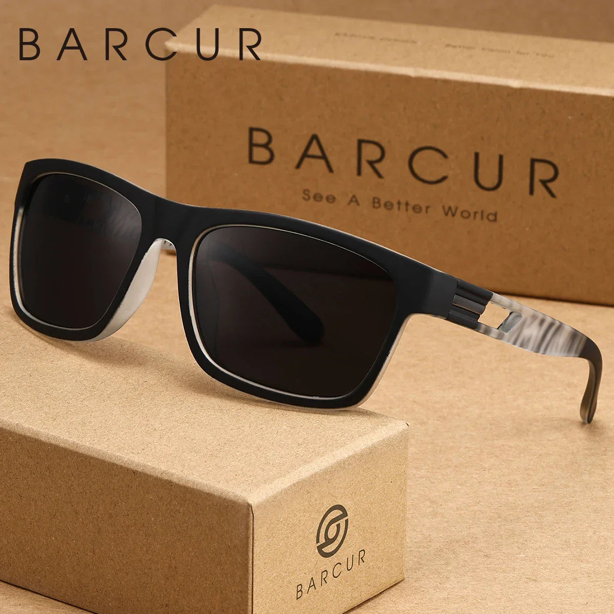 BARCUR Women Box Printed Polarized Sunglasses Tourism Camping Walking Sunscreen Tourism Brand Packaging Gift Giving Men Glasses