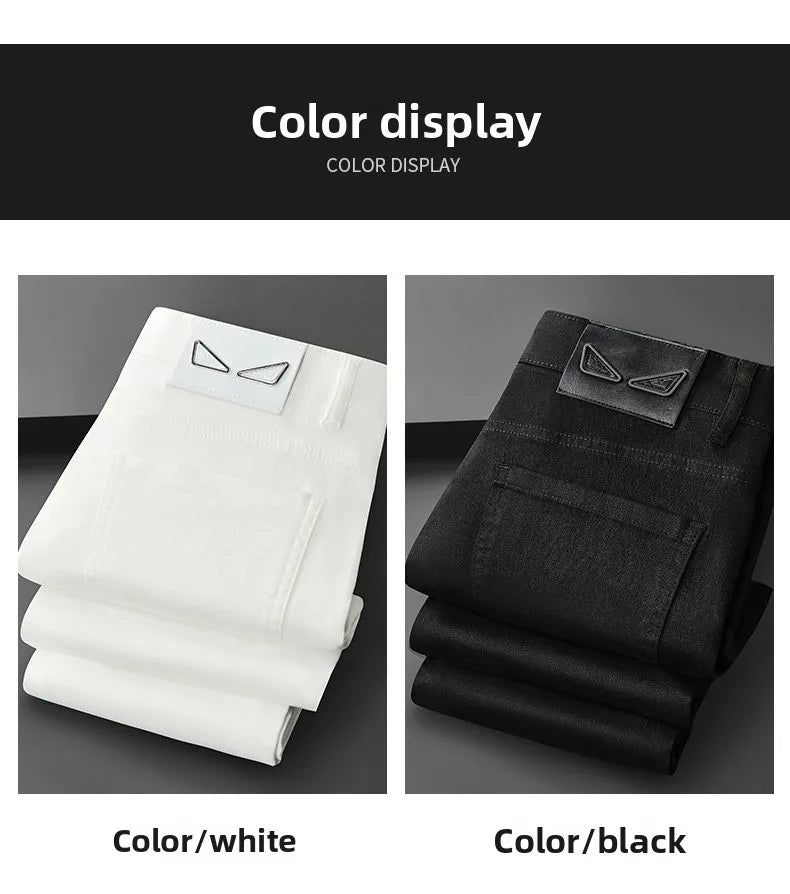 American Brand Men's Autumn Winter Straight-leg Slim Jeans High-quality Light Luxury Casual Versatile Fashion Korean Style Jeans