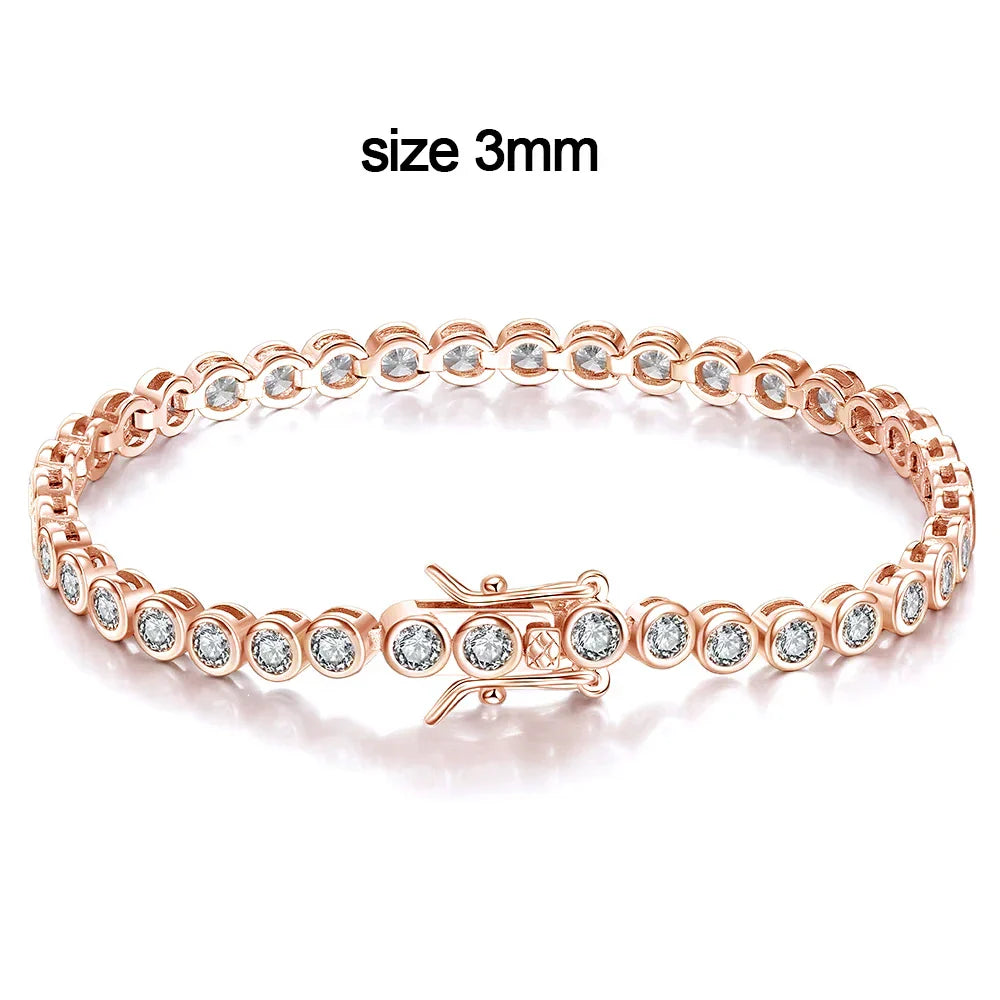 D VVS1 Round Moissanite Tennis Bracelet Original s925 Sterling Silver Plated 18k Gold with GRA Bracelets for Women Man