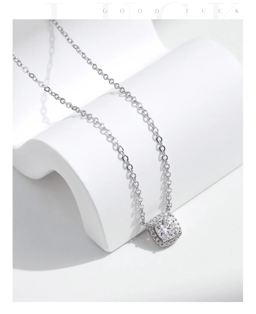 MODIAN Square & Round Halo Moissanite 925 Sterling Silver Pendant Necklace D Color VVS1 Lab Diamond Necklace For Women Jewelry