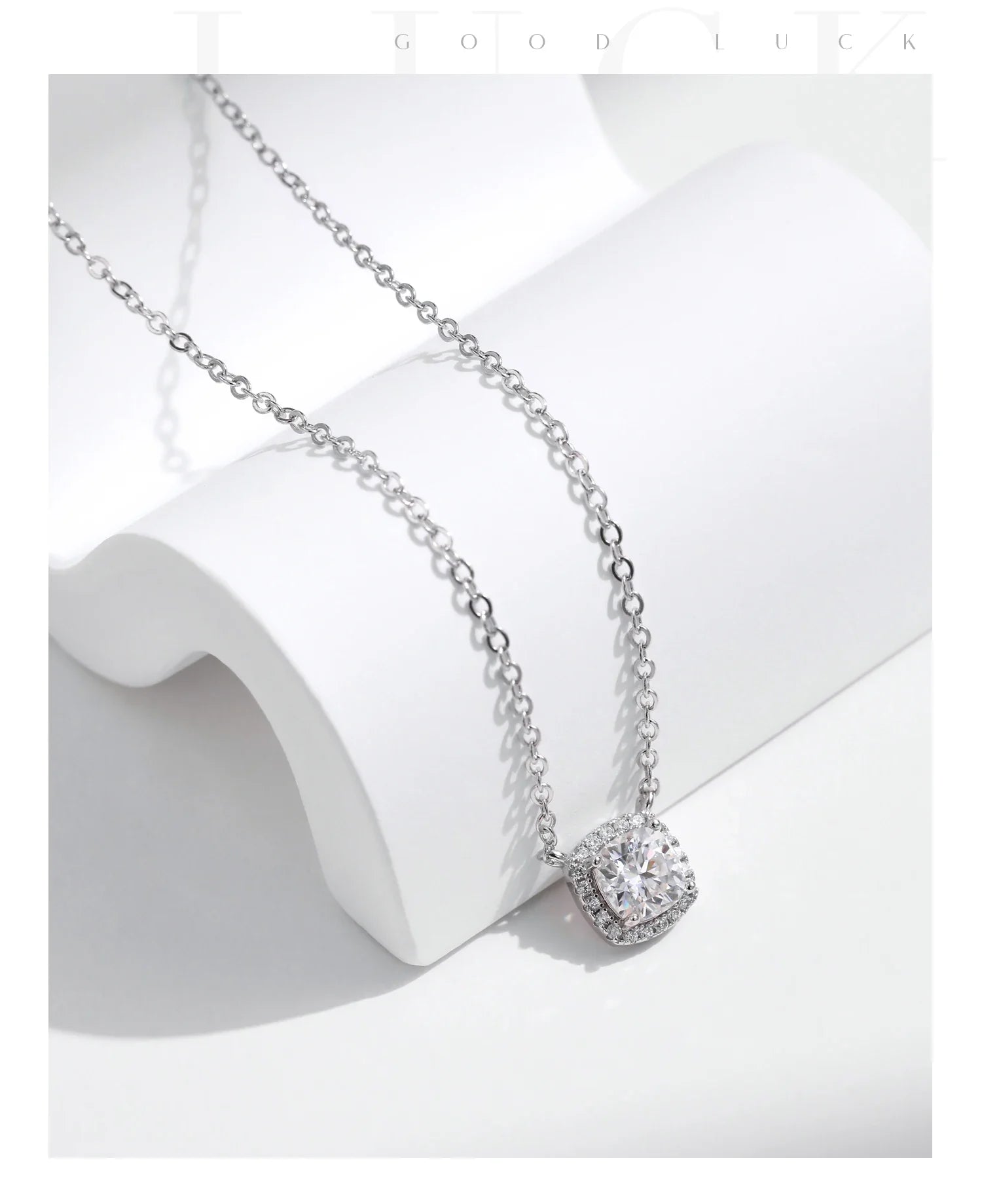 MODIAN Square & Round Halo Moissanite 925 Sterling Silver Pendant Necklace D Color VVS1 Lab Diamond Necklace For Women Jewelry