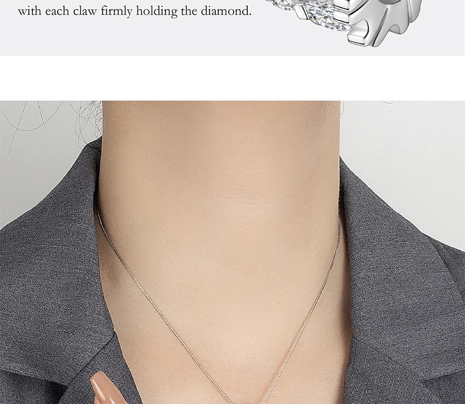 1.6CT Moissanite Necklace for Women S925 Pure Silver Spherical Laboratory Diamond Pendant Luxury Party Jewelry Gift