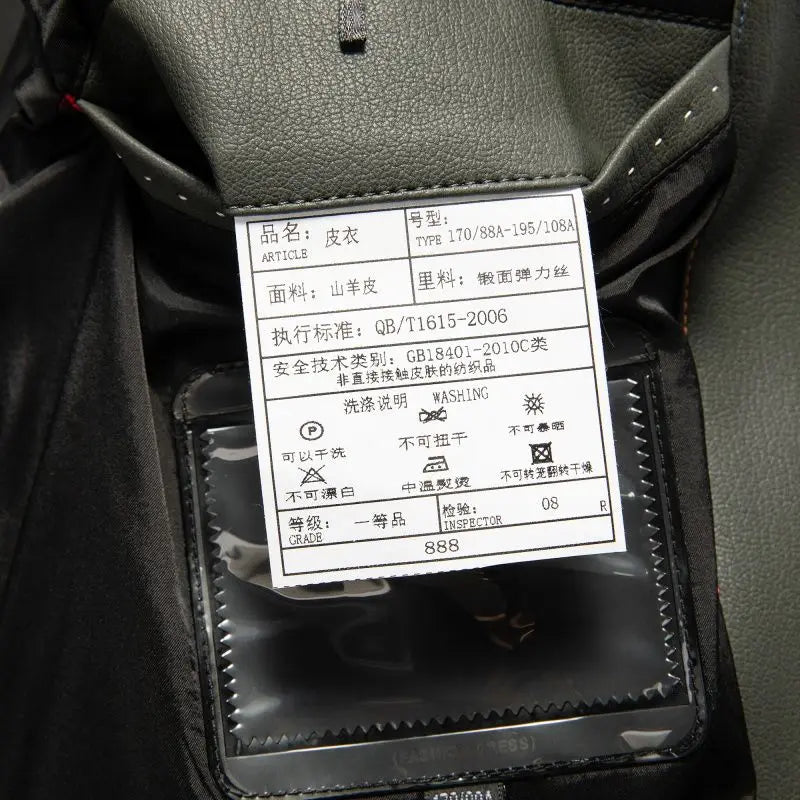 Men's Fashion Casual Large-Sized Goatskin Leather Jacket Lapel Coat High-End Spring Autumn 2025