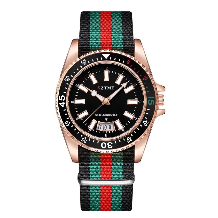 New fashionable women's nylon strap calendar watch, luxurious and simple casual couple luminous quartz watch