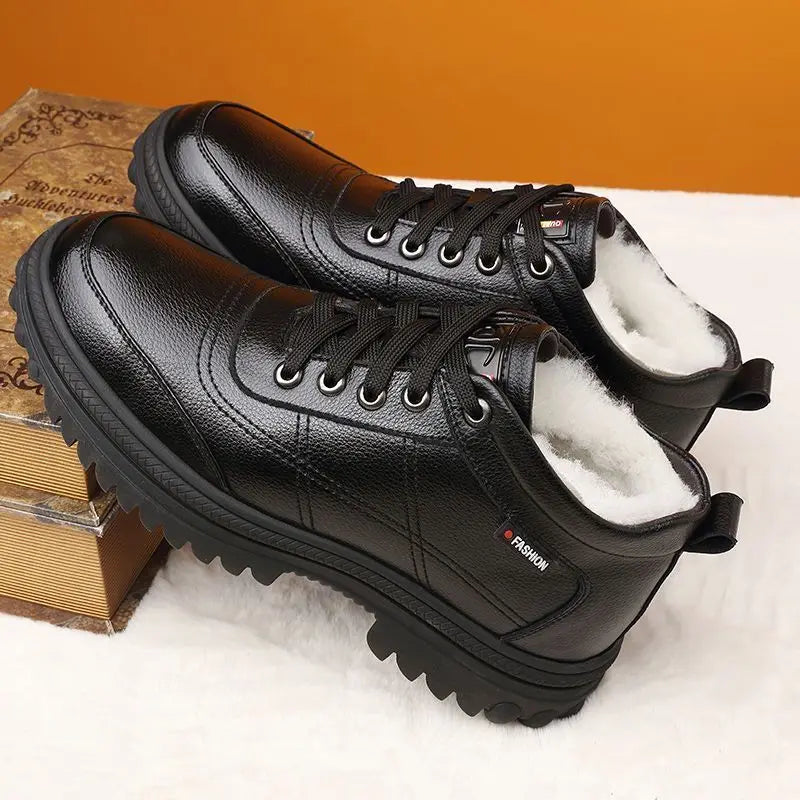 2023 Winter Padded Thickened Men's Cotton Shoes Hundred Casual Snow Boots Men's Leather Shoes Outdoors Men's Shoes Men Boots