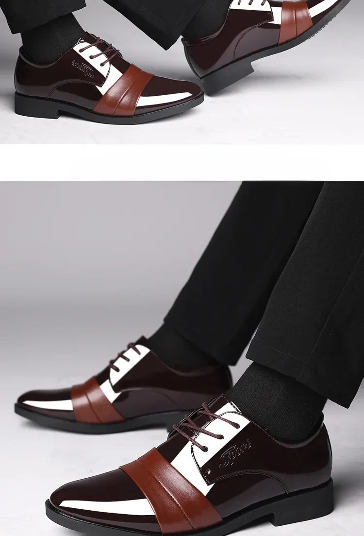 Social Shoe for Men Casual Business Patent Leather Dress Shoes Man Bright Upper Pointed Toe 2025 Trend Office Suit Footwear New