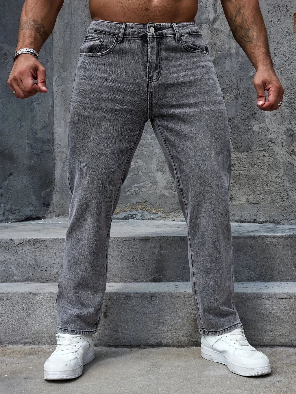 2025 Casual Men's Jeans Pants grey regular-fit Versatile trousers All Season comfort size EU 44-52 US 34-42