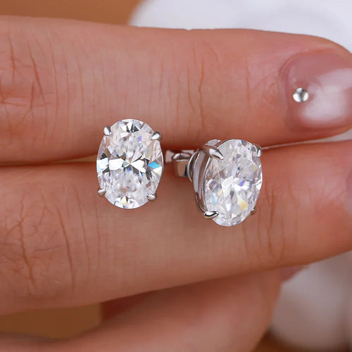 1-4CT أقراط أذن مرصعة بالماس المويسانتي البيضاوي S925 الفضة المتلألئة للرجال والنساء لحفلات الزفاف مجوهرات مطلية بالذهب عيار 18 قيراطًا مع شهادة GRA