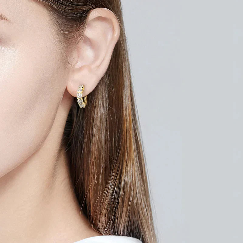 100% 925 Sterling Silver each 0.2ct 3.5mm Moissanite Hoop Earrings For Women Sparkling Wedding Party Fine Jewelry Gift