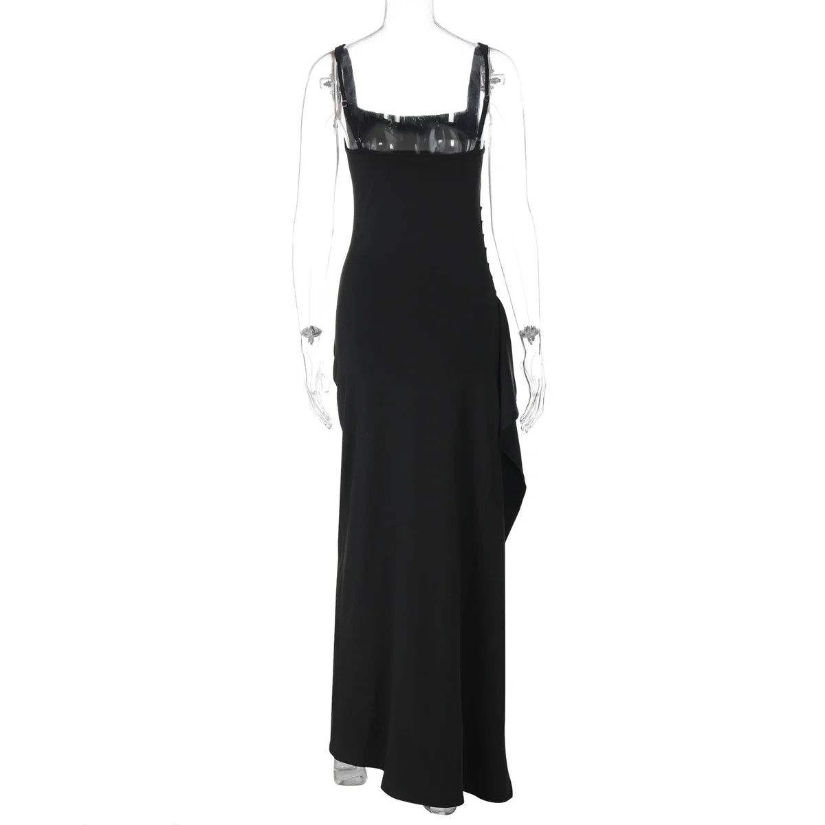 Women Elegant Solid Straps Slit Ruched Patchwork Sexy Bodycon Maxi Dress Summer Outfits Evening Party Birthday Festival