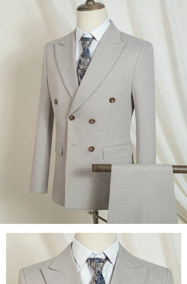 Turkish style Elegant Man Suit khaki 2 Pcs Set Modern Wedding Party Suits for Men Stylish Business office suit