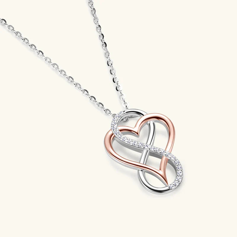 Certified Full Moissanite Heart Infinite Pendant Necklace for Women 925 Sterling Silver Chain Fine Jewelry Gift Collare