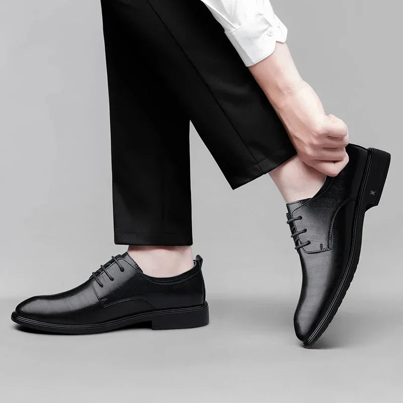 New Mens Formal Business Oxford Shoes Classic Leather Dress Shoes Wedding Office Casual Footwear Derby Shoes Male Sneakers