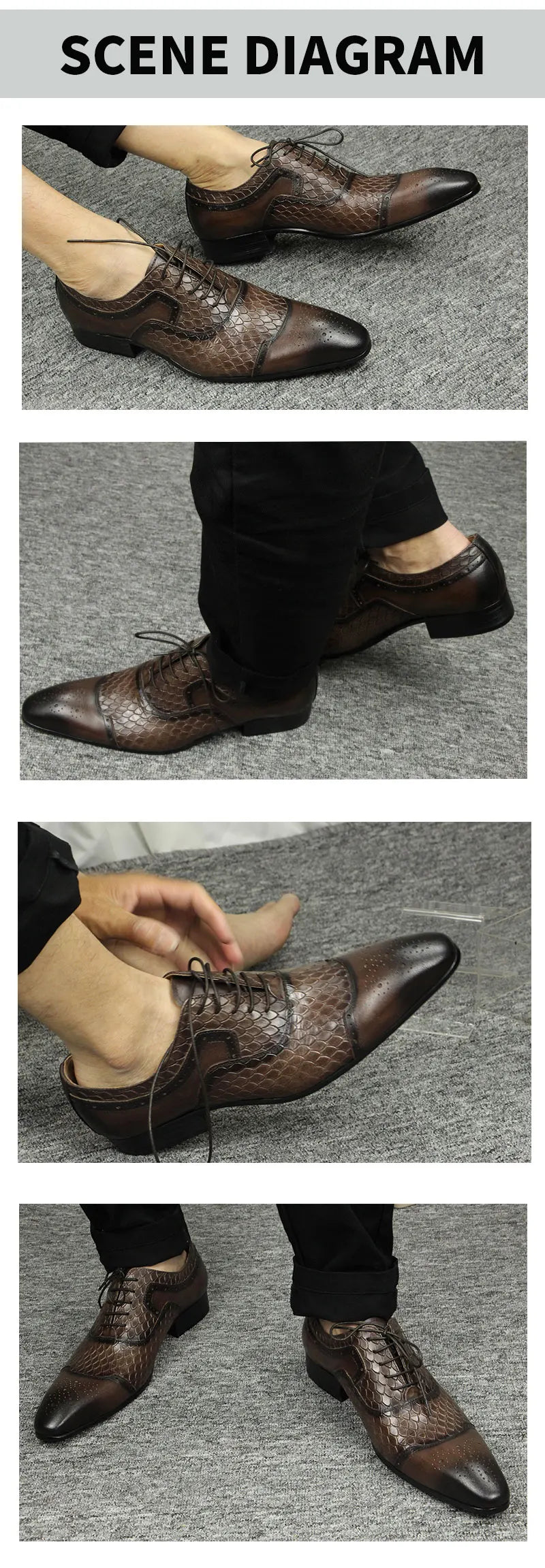 Men's Leather Shoes Engraving Printing Banquet Wedding Shoes Fashion High Quality Oxford Business Office Shoes Chocolate Black