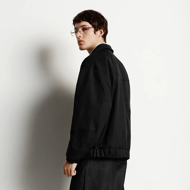 Jacket Men Loose Fit Stand Collar Youth Style 2025 Autumn Winter Minimalist Fashion Casual Coat