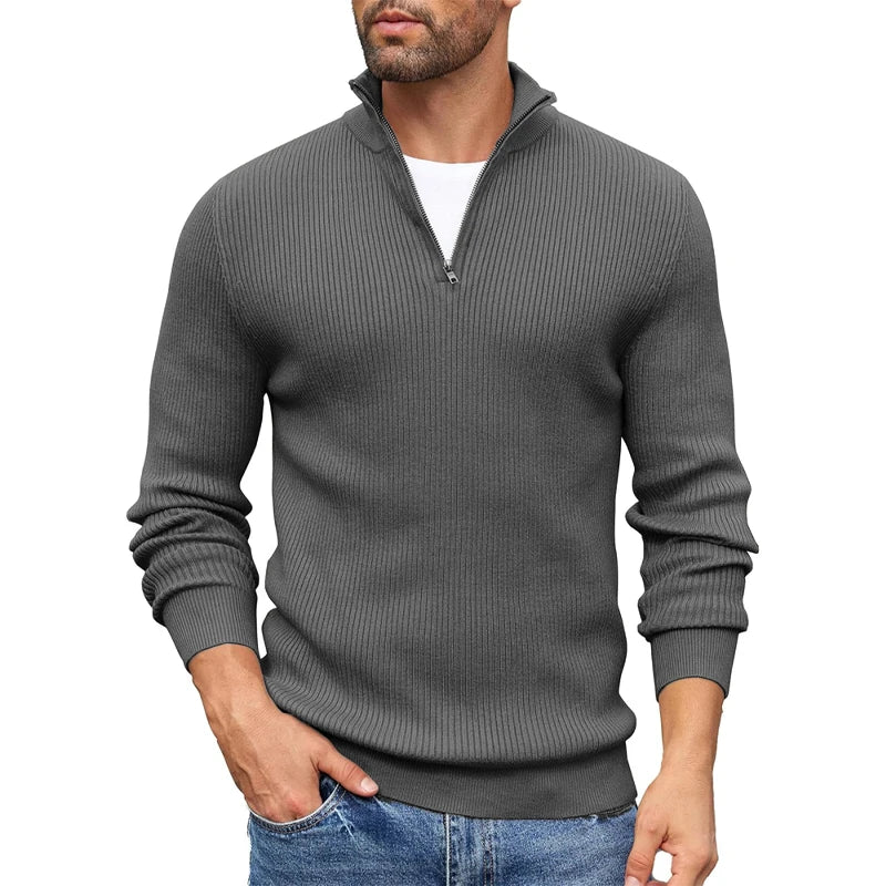 Men's Turtleneck Pullover Sweaters Zip Knitted Jumper Winter Sweater Long Sleeve Work Warm Coats Slim Fit Lightweight Outwear