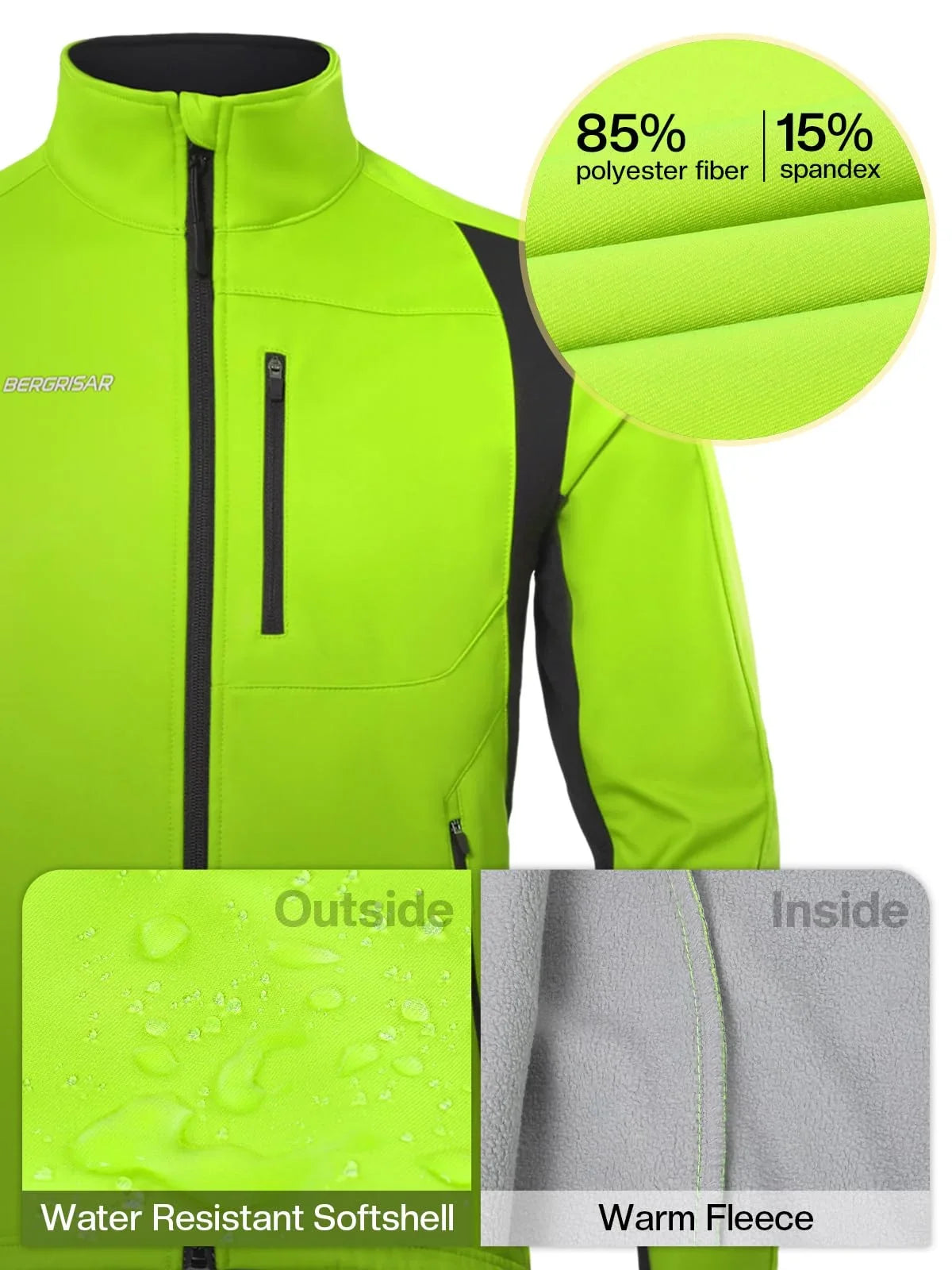 Men's Winter Cycling Jacket Softshell Windproof Thermal Fleece Bike Jacket Running Jacket Windbreaker BGA025