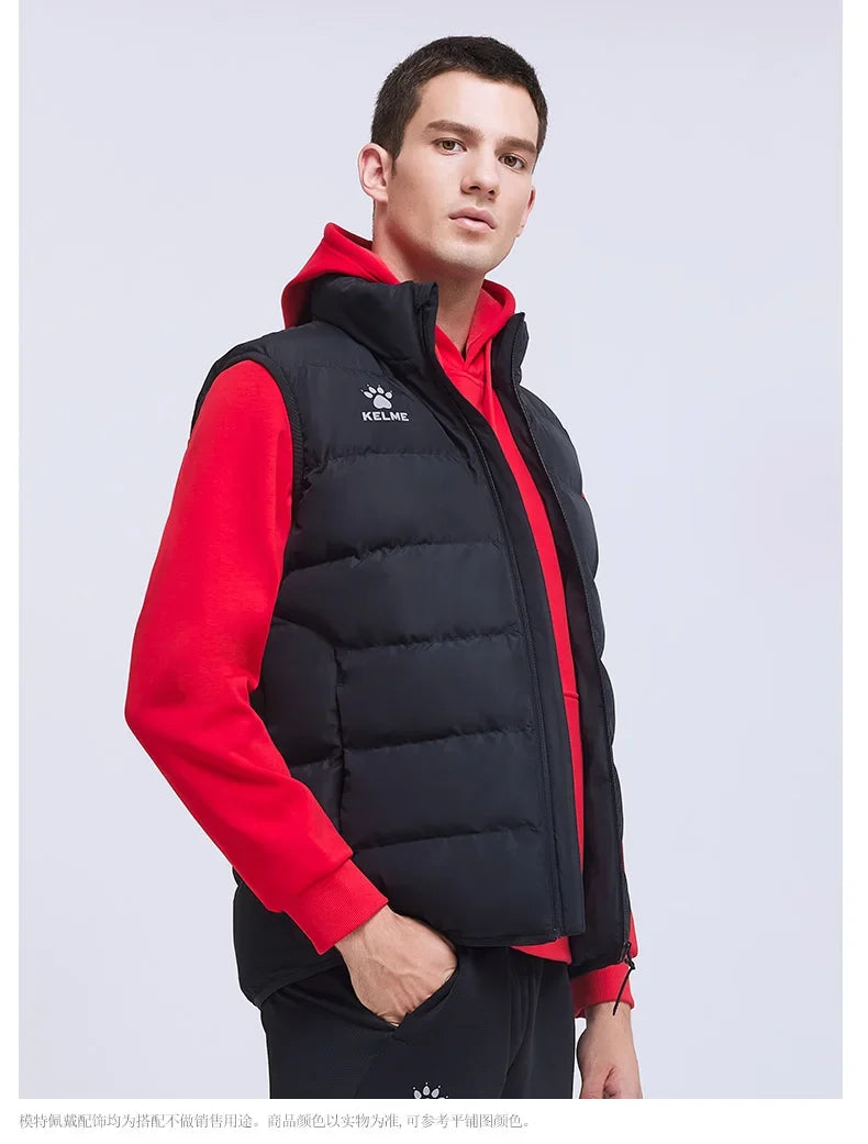 Men Winter Down Vest Sport Training Lightweight Waterproof Outwear Short Stand Collar Casual Coat Windproof Warm Jacket