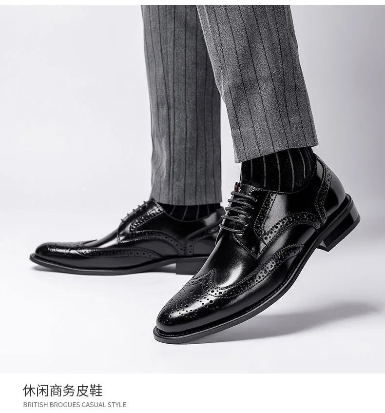 2023 High Quality Handmade Oxford Dress Shoes Men Genuine Cow Leather Suit Shoes Footwear Wedding Formal Italian Shoes Hot