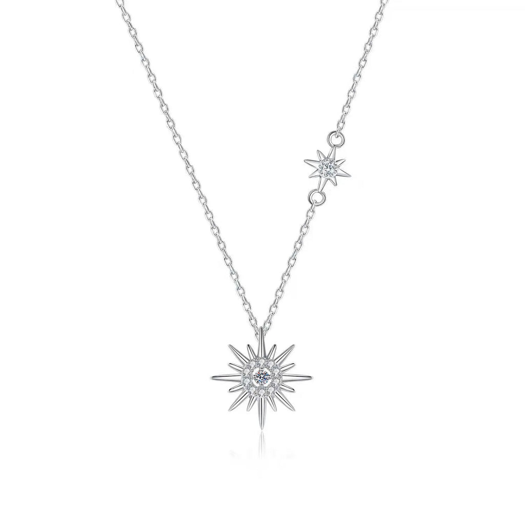 Real Moissanite Diamond Hexagram Pendant Necklace For Women Men 100% 925 Sterling Silver Sun Flower Party Fine Jewelry Gift