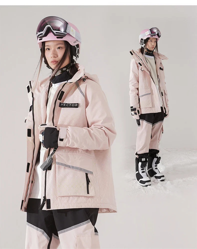 Brand Men Women Ski Jacket Winter Warm Windproof Waterproof Ski Suit Outdoor Sports Snowboard Coat Splicing double plate