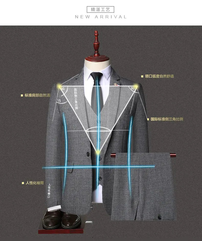 Suit  Men's Fashionable Business Banquet, Trendy Singer, Grid Host, Casual Wedding Banquet Dress, Male Star Performance Suit