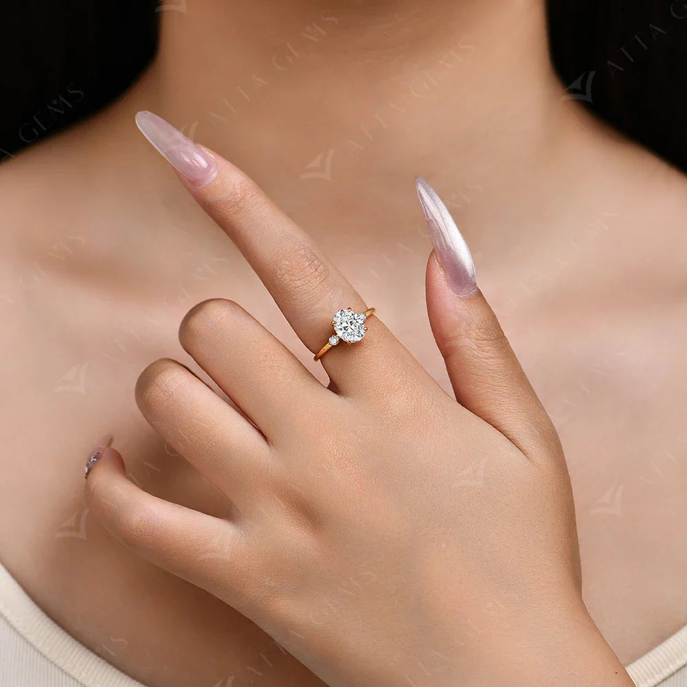 2CT Oval Cut Moissanite Solitaire Ring for Women Lab Grown VVS1 Diamond 9*7mm S925 Silver 18K Gold Wedding Fine Jewelry