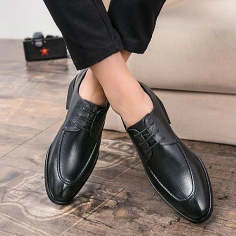 Men's British Style Leather Shoes Korean Version Pointed Toe Business Formal Trendy Versatile