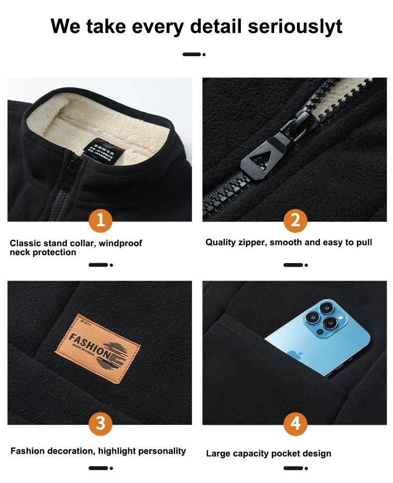 2024 Autumn and Winter Lambswool Vests Men New Warm Padded Stand-up Collar Large Size Casual Versatile Trend Jacket Shoulders