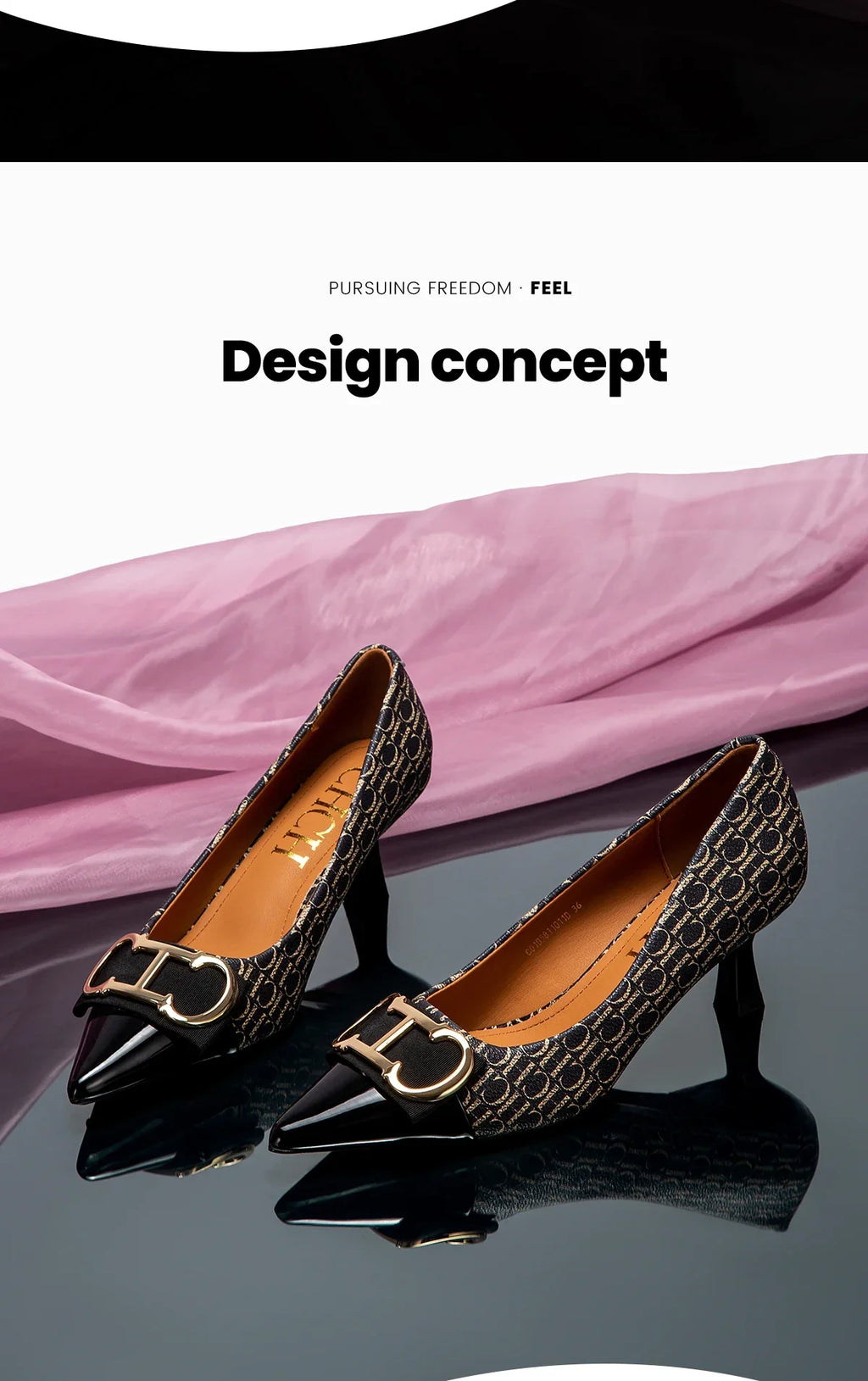 Fine Workmanship Simple Versatile Fashion Women's Single Shoes Classic Style Letter Print Design Women's High Heels