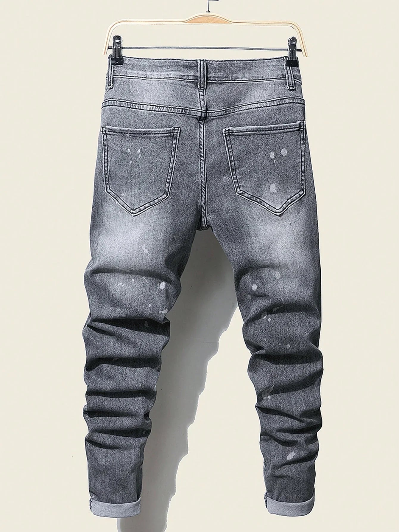 Men's Slim Stretchy Denim Jeans for Men Pants Tearing Patchwork Soft Cotton High Elastic Ripped Hole Casual Male Pants