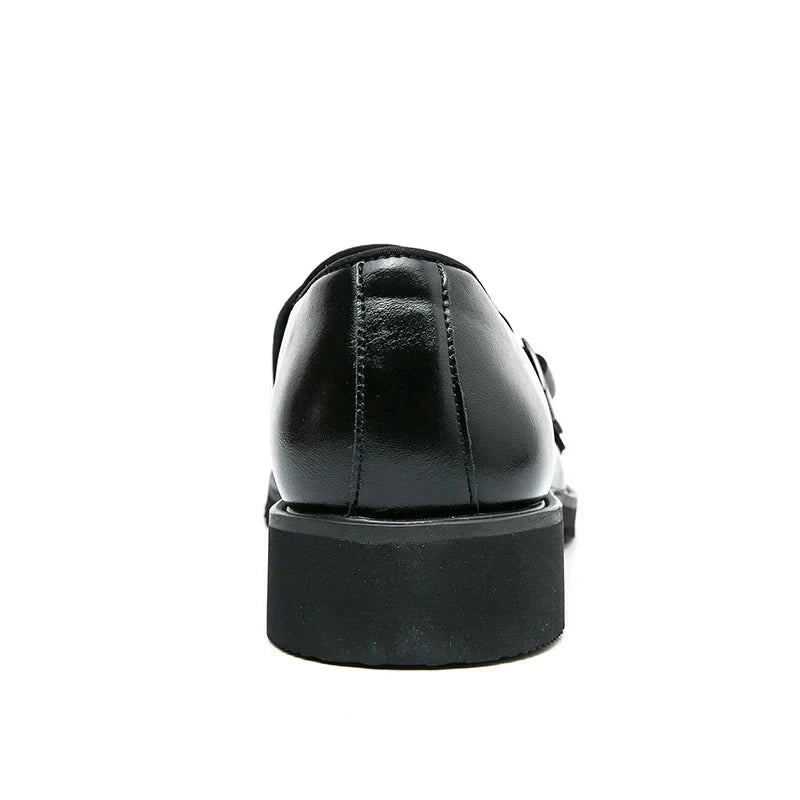 Men Fashion Formal Handmade Monk Shoes Derby  Dress Leather Gentleman Double Buckles Monk Shoes Pointed Wedding Shoes 2024