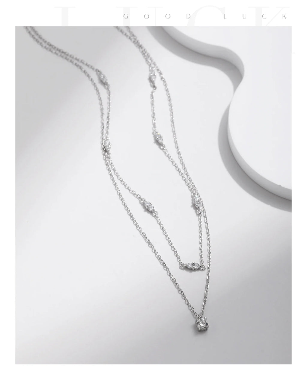 Moissanite D Color Double Layer Pendant Necklace 925 Sterling Silver Round Stylish Choker Necklace For Women Jewelry