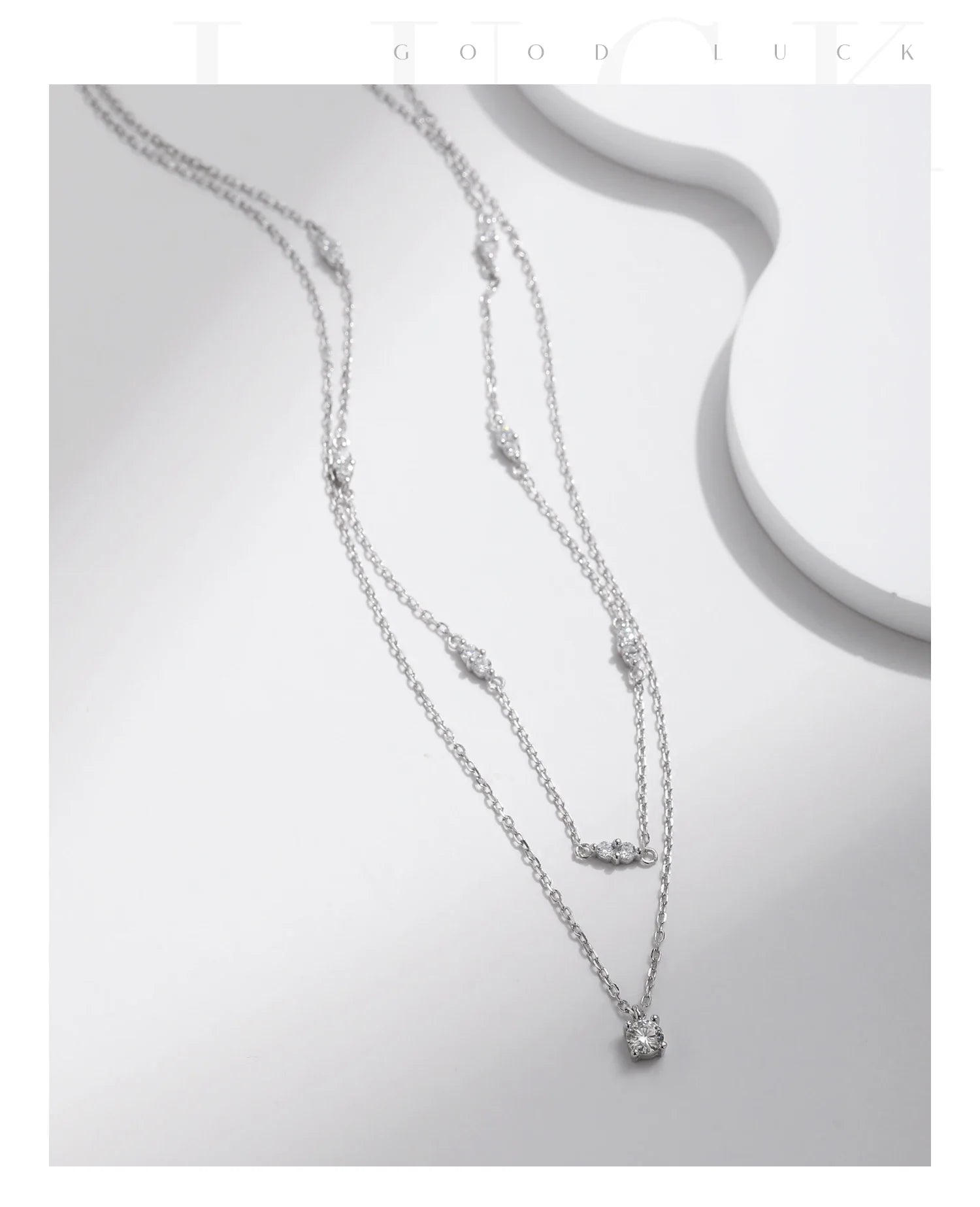 Moissanite D Color Double Layer Pendant Necklace 925 Sterling Silver Round Stylish Choker Necklace For Women Jewelry