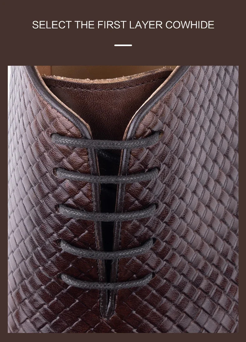 Luxury Genuine Leather Shoes Men Oxford Casual Business Office Shoes Comfortable Formal Lace Up Pointed Toe Dress Wedding Shoes